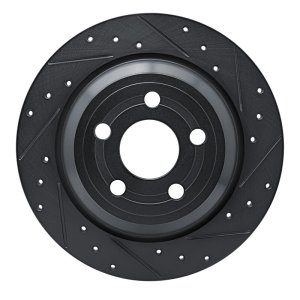 Ford Maverick Brake Rotor (1) - Rear Right - R1 Concepts - Drilled & Slotted - Black - `22-`25